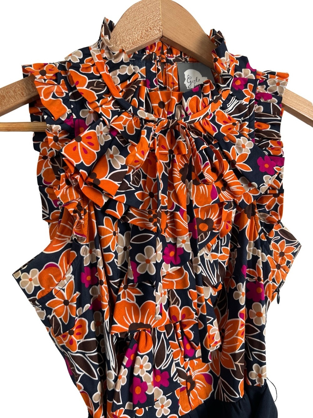 Girls From Savoy Anthropologie Dress Floral Ruffle Neck Women’s 0
